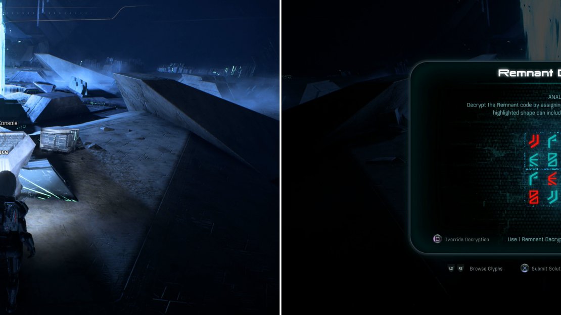 Activate a Remnant Console near the Purification Console (left) and solve the Remnant puzzle (left) to gain some skill points.