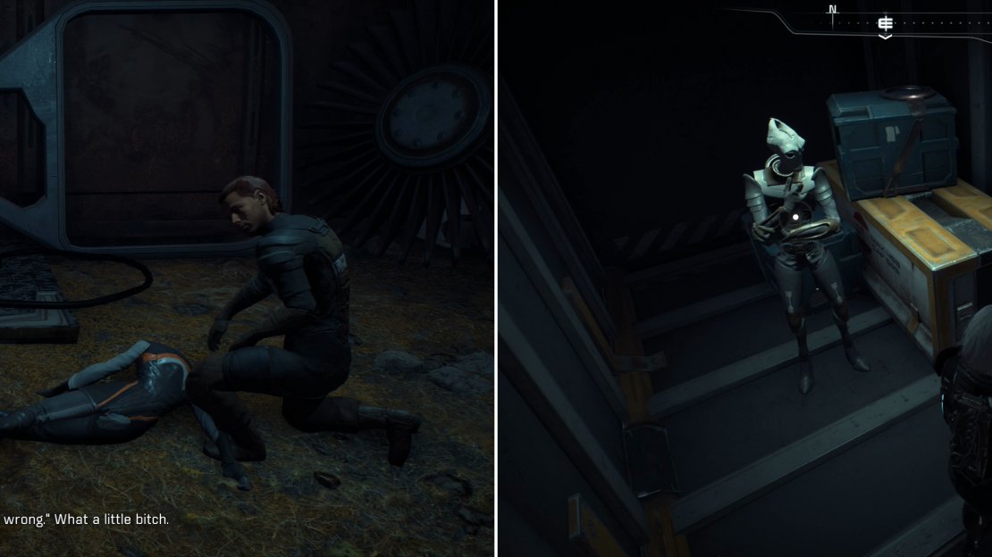 Searching around Kadara Slums will quickly inform you that it’s a dangerous, brutal place (left), but there are a few treasures to be found (right).