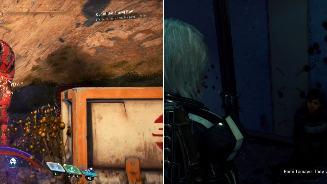 Seek out Johan and his crew, who are not friendly (left) then rescue Remi from a gruesome fate (right).