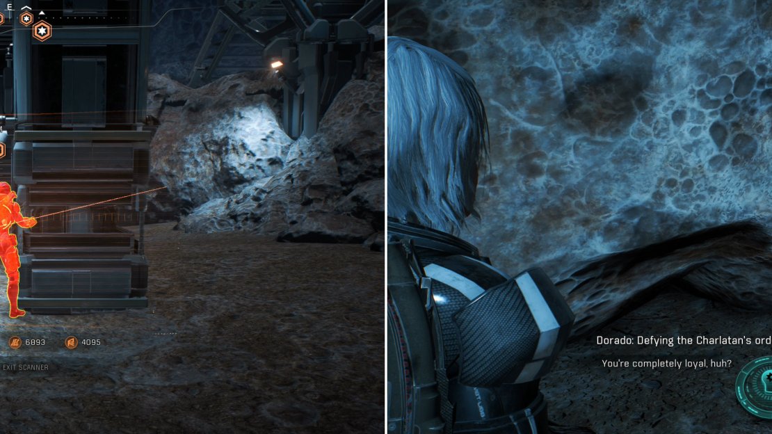 Scan various Collective operatives (left) then question the two suspects (right).