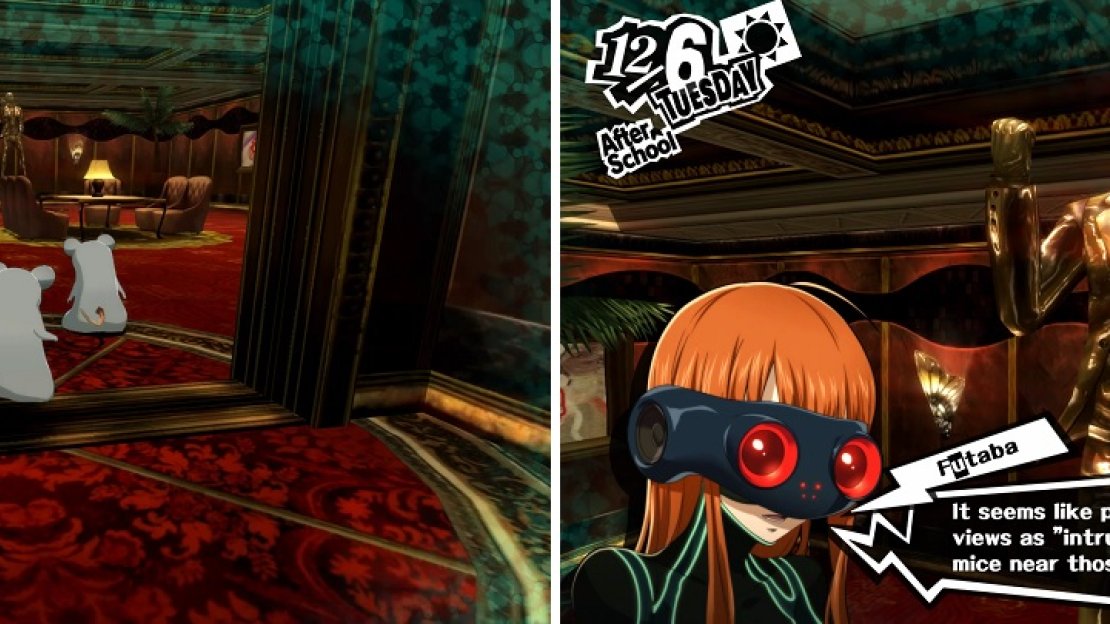 The statues in the hallway areas (right) will turn your characters into rats in specific spots (left).