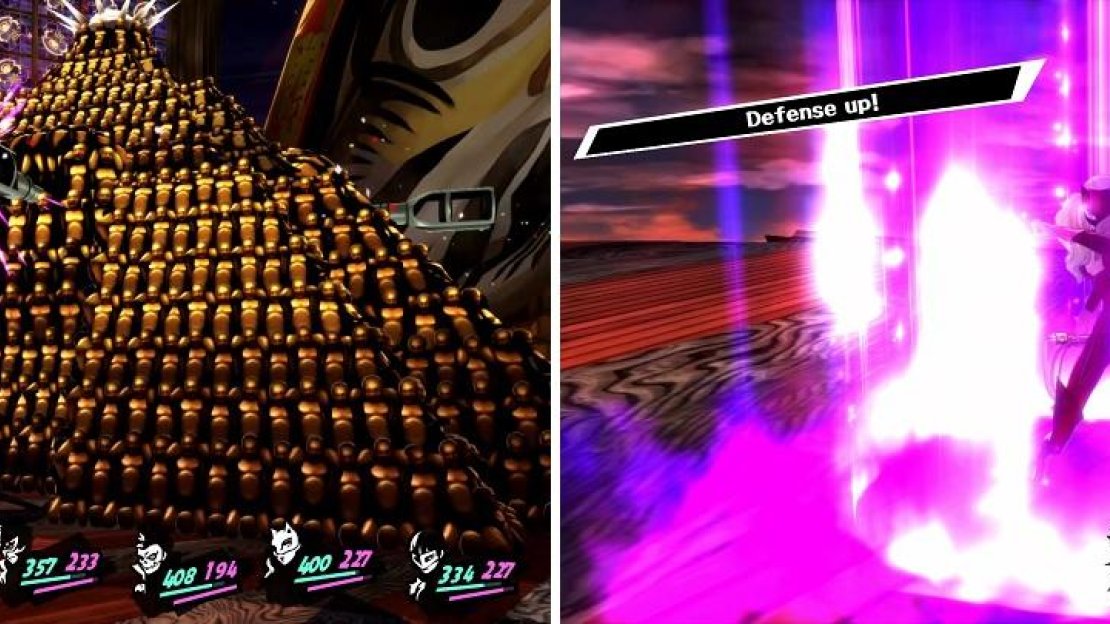 When the Tomb uses Unholy Convergence (left), you have a round before it unleashes its attack, so use that to buff up (right).