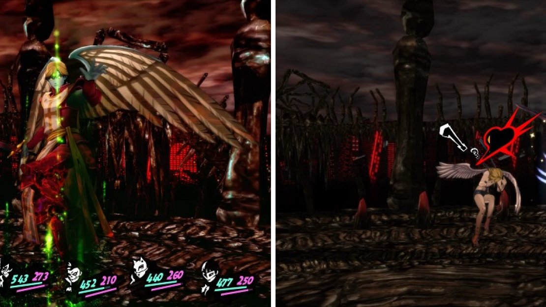 The Zealous Messengers can not only buff the Herald of Death (left), but they can also heal him back to full health (right).