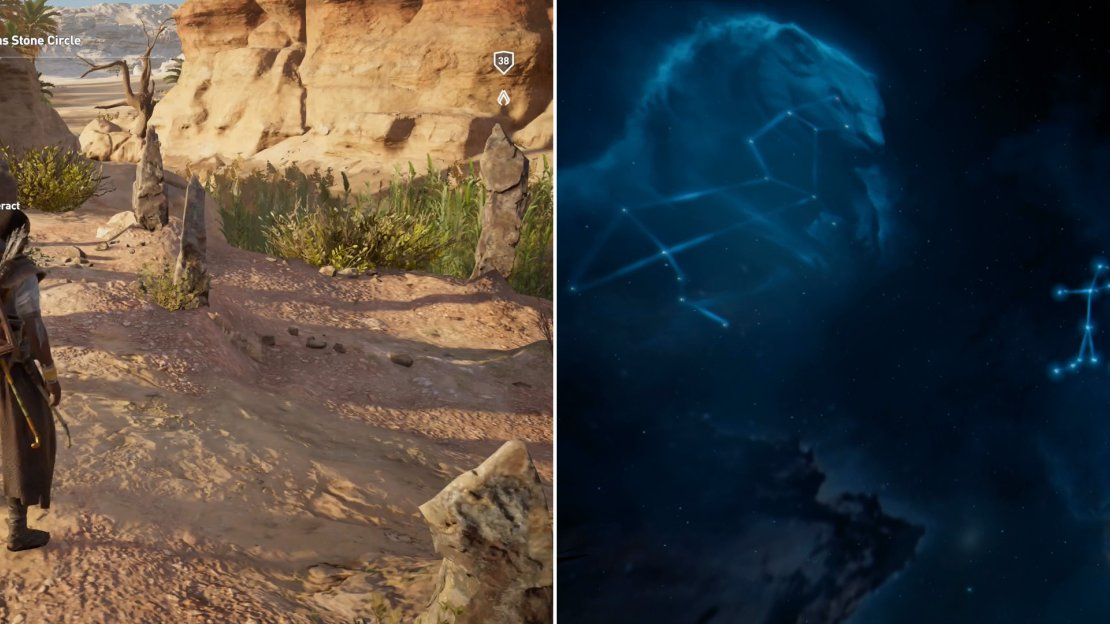 Find The Great Twin Stone Circle (left) then match the constellation with the stars in the sky (right).