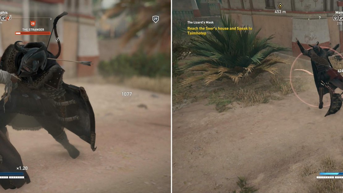 As usual, Overpower attacks do great damage to a Phylakes (left), but failing that, charged heavy attacks work fine (right).