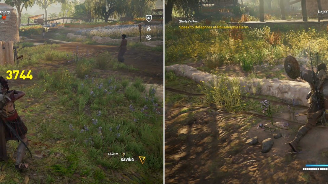 As usual, use a sneak attack to start out the fight with Half Horn (left). He prefers ranged weaponry, so deny him his preference by staying close (right).