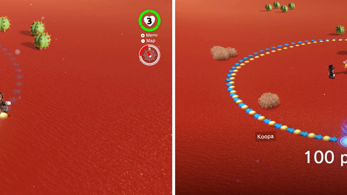 Walking the line might seem simple at first, but the arrows will soon disappear (left). The circle you need to walk is shown on the right.