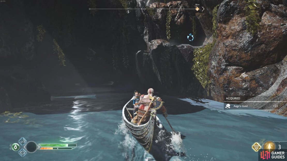 There’s a hidden beach just around the rocks of the last beach you docked at, leading to a Realm Tear.