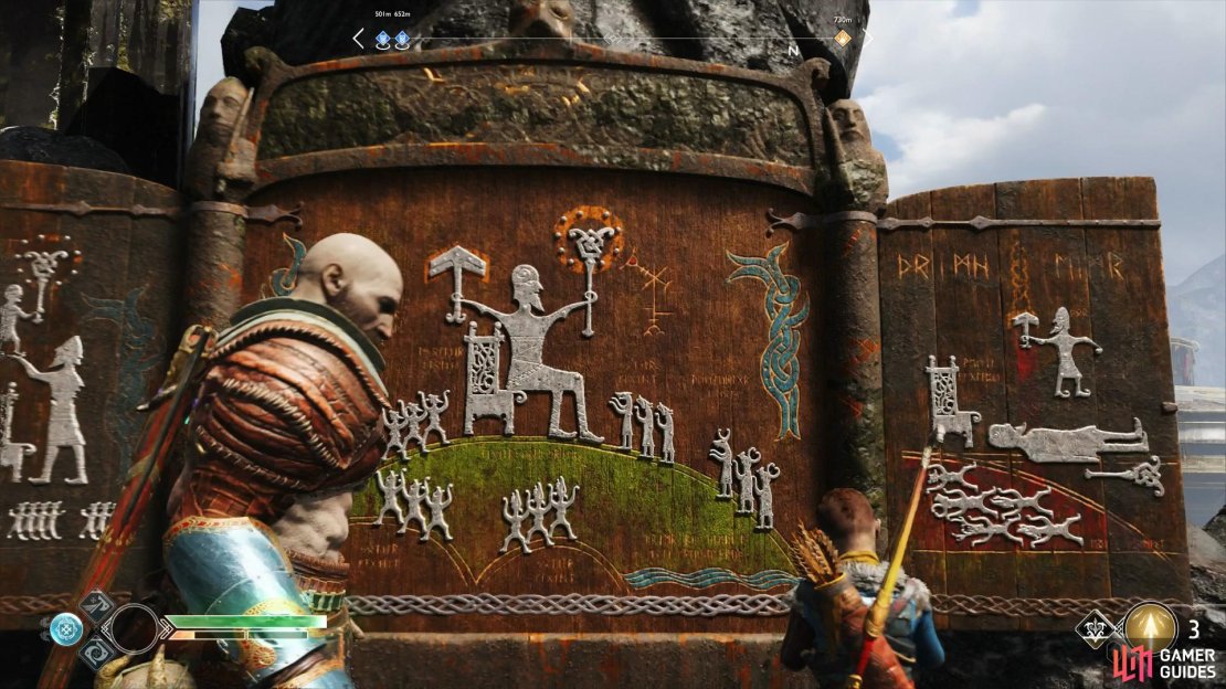 Check behind the leg of the Thor statue to find the Shrine.