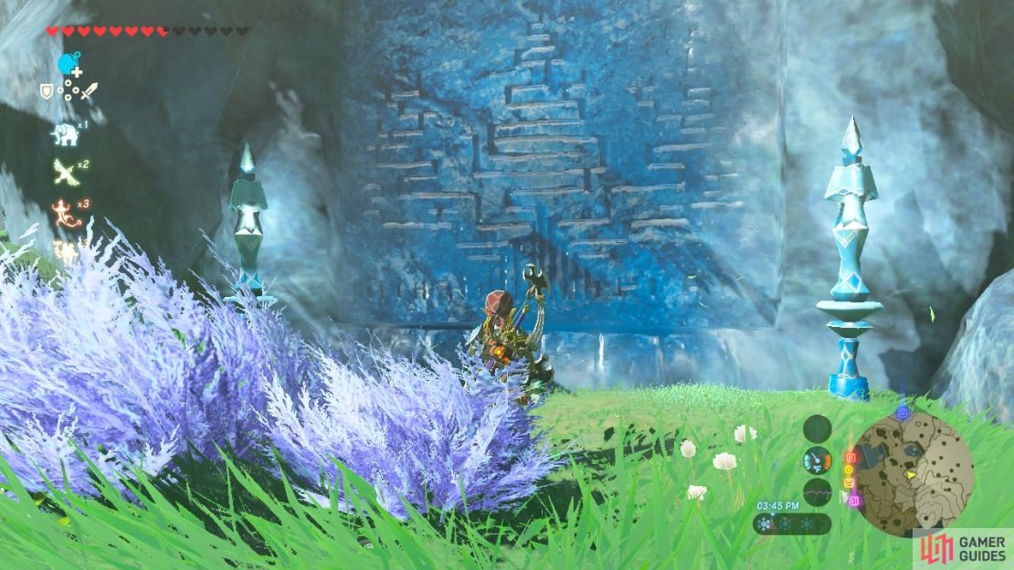 This monument can be seen by going past the purple bushes