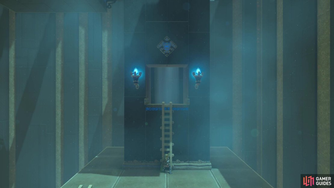 Exploding the stone block inside the tower will create a wind tunnel upwards that you can paraglide up.