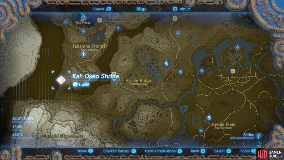 Kah Okeo is found on the western border, southwest of Tabantha Tower.