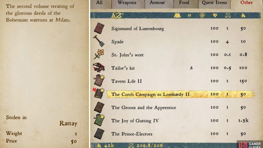 Note where the item was stolen from at the bottom right of the information page (left), Note the red hand icon beside the book ’The Czech Campaign in Lombardy II, indicating that it is stolen. (right)