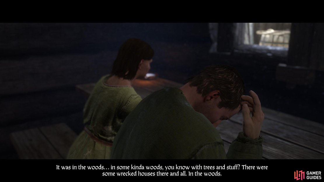 After pressing Timmy for information, he will yield some vague directions to the bandit camp.
