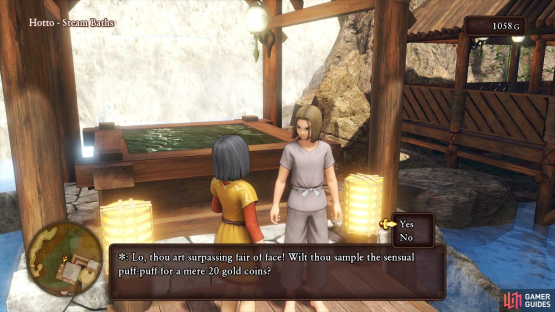 You&rsquo;ll find the first girl who will offer you a Puff Puff in the baths, don&rsquo;t pass up the opportunity if you wish to unlock a Trophy later.