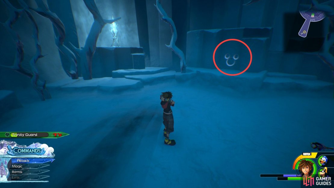 Turn around after dropping to the bottom to find this Lucky Emblem.