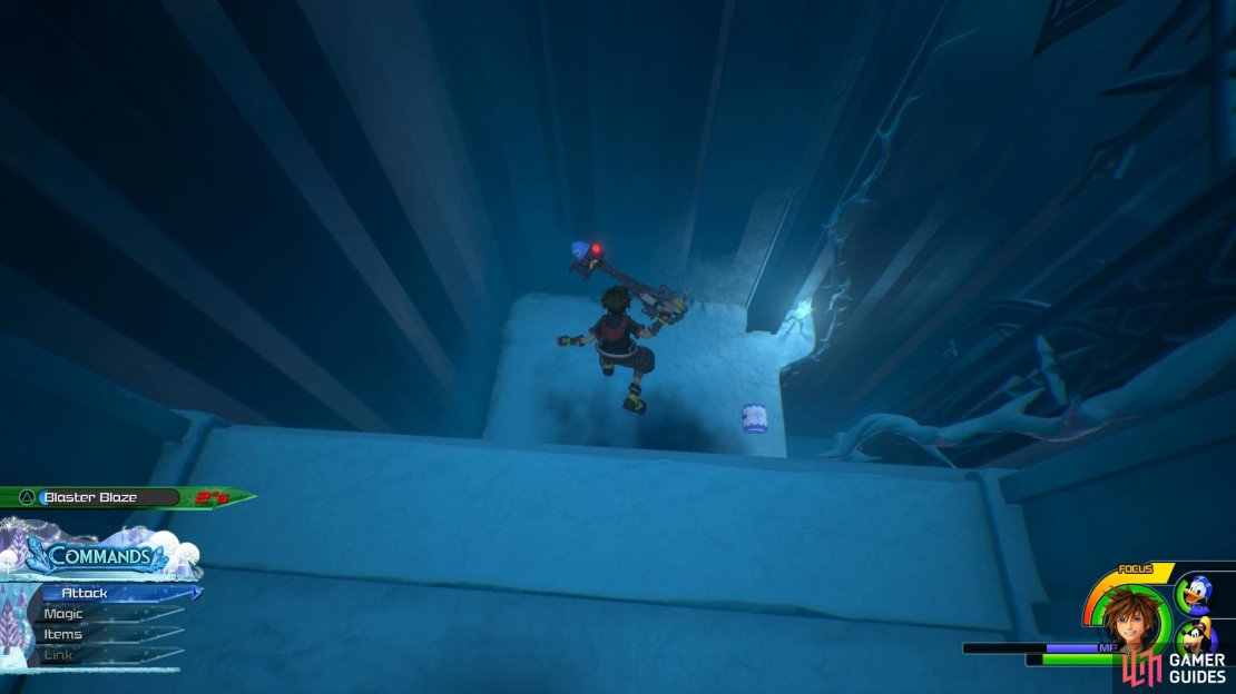 Break the ice wall to find this platform.