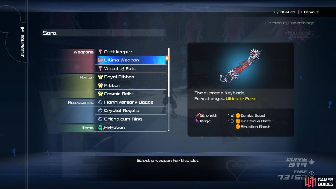 Ultima Weapon, Oathkeeper and Oblivion will give you an upper hand here.