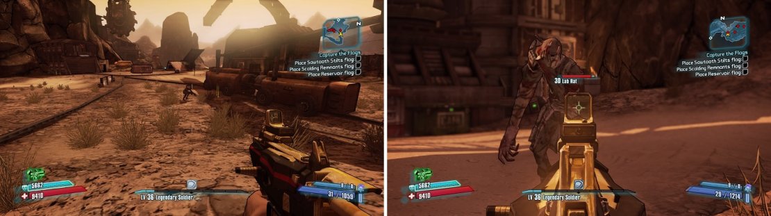 Rat Bandits tend to be distracted by “shinies” on the ground (left). Lab Rats will lumber toward you slow and are quite hardy (right).