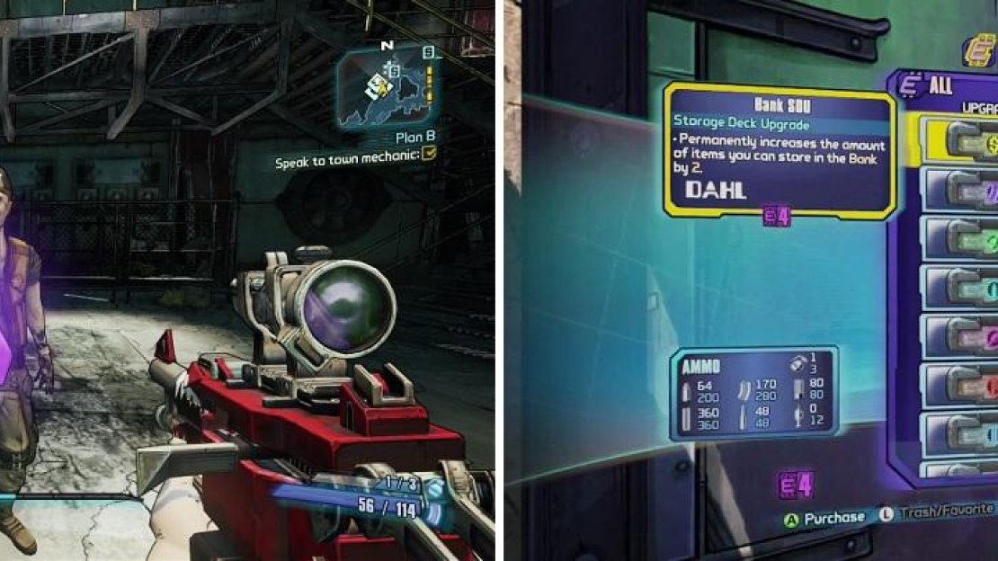 Eridium (left) is a very valuable resource on Pandora. You can use it to purchase permament character upgrades at the Black Market (right).