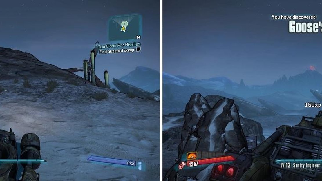 There will be a big ramp (left) that you will need to use to get into Goose’s Roost (right).