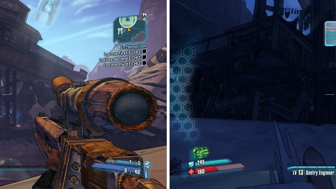 Shoot the connector for the large anchor (left) and you’ll find the ECHO on the actual anchor when it falls to the ground (right).
