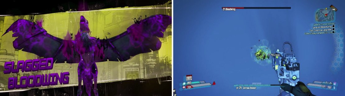 Bloodwing will cycle through the four elements (left), starting with Slag. Watch out for her divebomb attack (right), as it is definitely her strongest move.