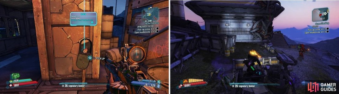 The timer doesn’t start until you grab the first arm (left). It’s best to ignore the enemies so you can concentrate on collecting the arms (right).