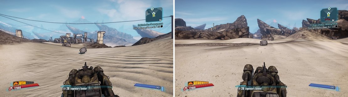 You need to shoot the barrels on the truck in order to get them to drop.