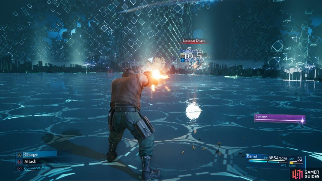 Barret can continue to damage the Phantom while its using Essence Drain.