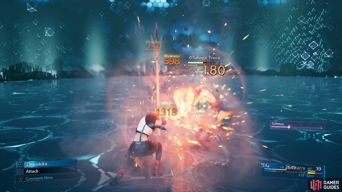 The Sahagin Prince is arguably Tifa&rsquo;s most difficult opponent, don&rsquo;t be afraid to use a Summon here if you need it.