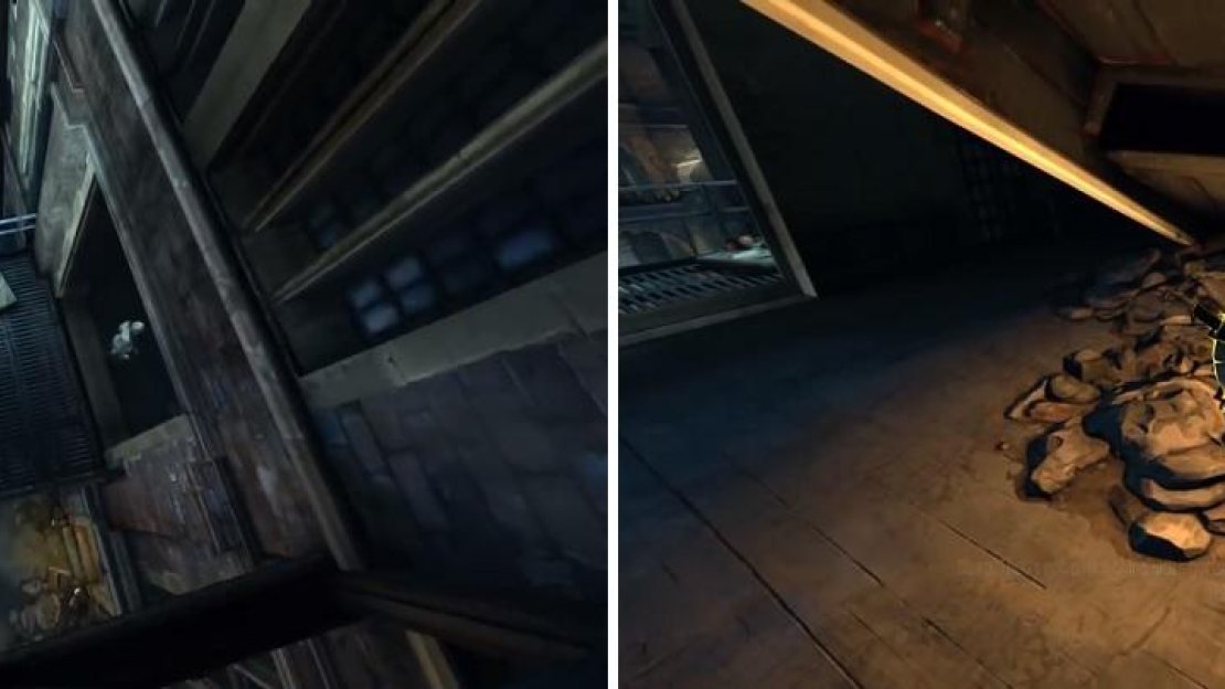 Jump down onto this balcony (left) to enter the building and find Granny Rags. She will offer you some side missions and upon completing them, you will receive some Runes (right).
