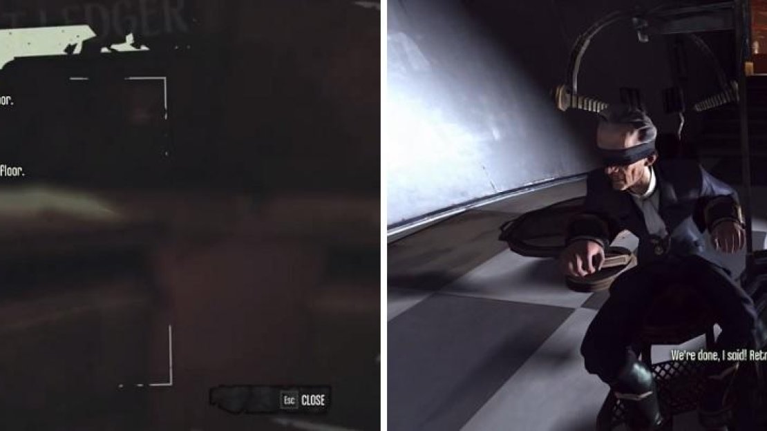 If you’re going after the Pendletons, find the ledger at the front desk (left) to find out which rooms they are in. If going the nonlethal method, then you’ll have to “coerce” the safe combination out of the art dealer (right) by shocking him a total of five times.