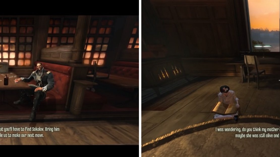 Head to the pub to get your next mission from Havelock (left). Feel free to stop by the tower to visit with Emily before you depart (right).