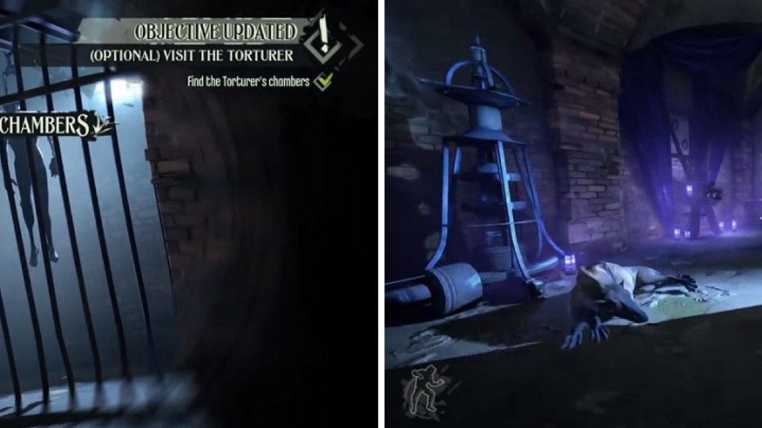 The Torturer (left) can be a difficult enemy to sneak by/take out, so keep an eye on him until you get a chance. Also, he has a Wolfhound (right) in his chambers, so you might need to hit it with a sleep dart.