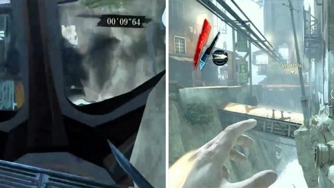 Expert Mode adds new obstacles, like the gears near the beginning (left), as well as Assassins throughout the stage (right).