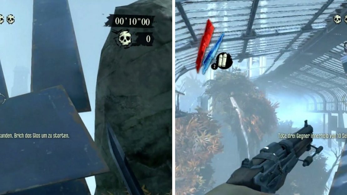The doll in Bend Time Massacre requires you to go up this ramp off to the right of the start of the level (left), then traverse the area above rooms to find the doll on another ramp (right).