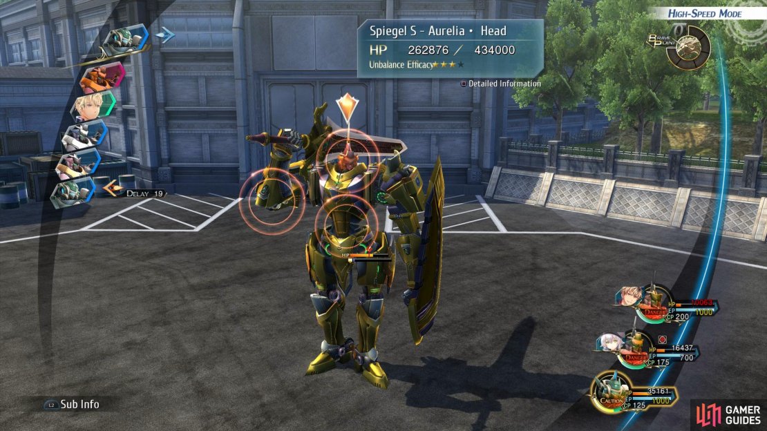 If Aurelia is in the Normal Stance you’ll want to focus on the head