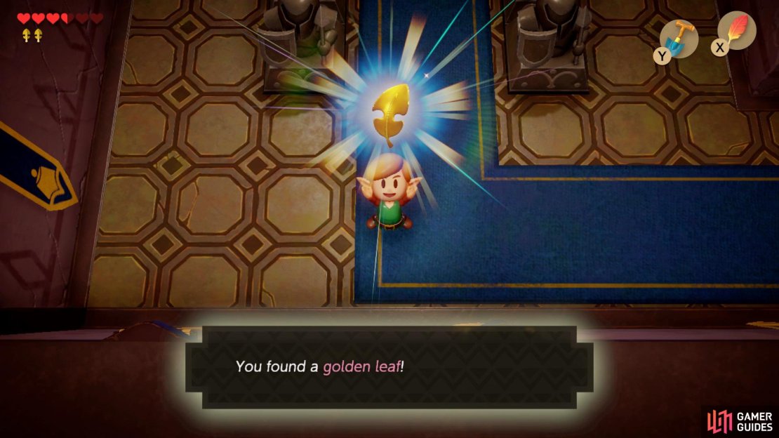 Enter the palace and kill the two guards on the left to get them to drop a Golden Leaf, 
