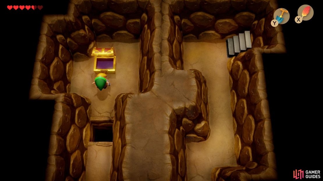 Head down the stairs in Richard’s House, and open the Chest on the left for a Secret Seashell,