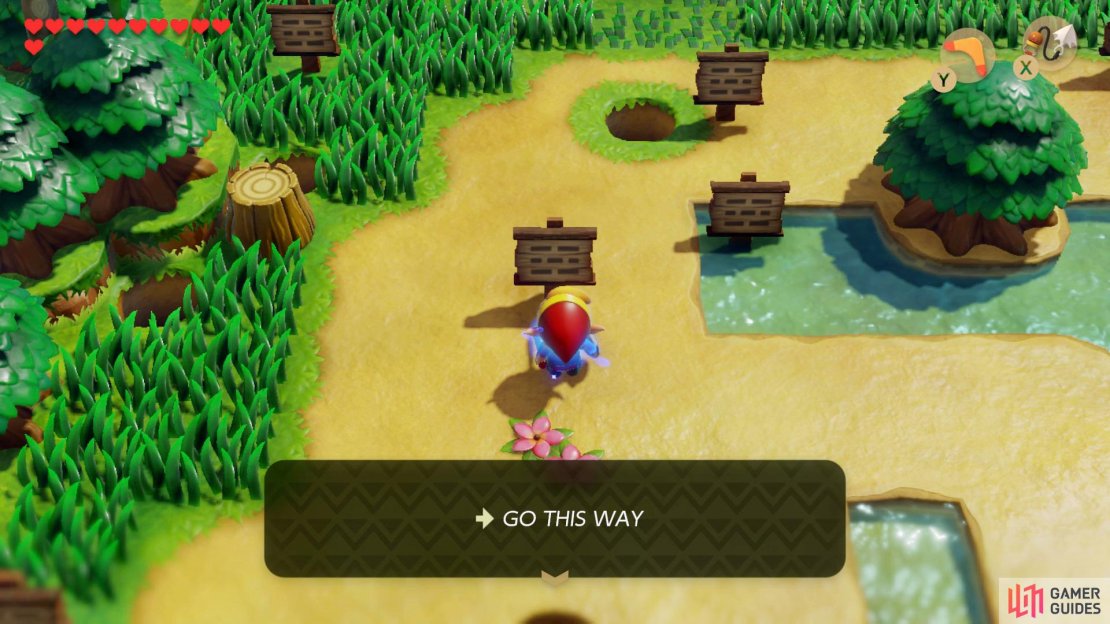 Follow the path and interact with the signs in the correct order,