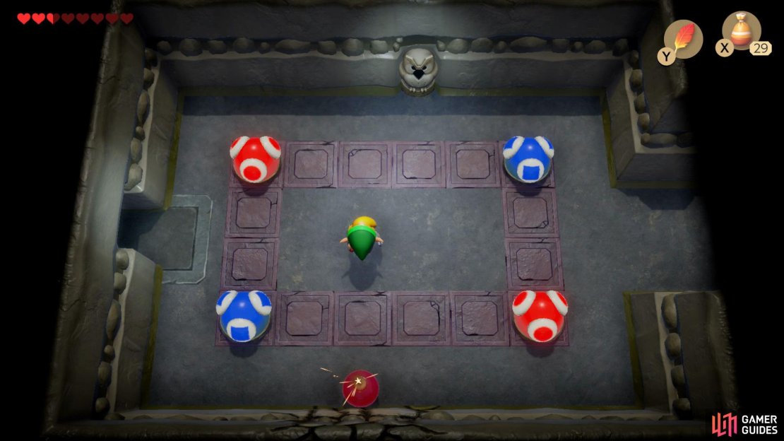 Place a bomb against the crumbing piece of wall and enter the hidden room, 