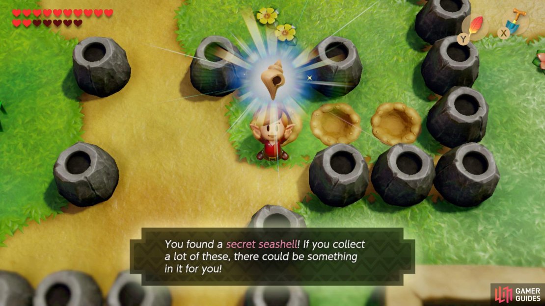 Head to the island to the left of Catfish’s and remove the stone to find a Secret Seashell.