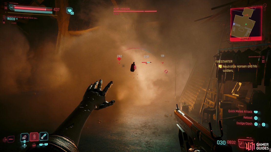 Respond to Hansen&rsquo;s use of grenades in kind - with any luck you&rsquo;ll take out his allies before they become a problem.