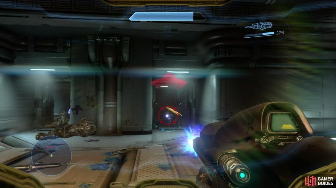 The storm rifle is the covenant equivalent of the assault rifle, dishing out a similar amount of damage, but its rate of fire will increase the longer you hold the fire button down. On the negative side, you will be unable to pick up ammo for the storm rifle and will have to find another weapon to replace it. Additionally, if you hold the fire button down for too long, it will overheat and remain unusable for a few seconds. Most useful at short to medium range.
