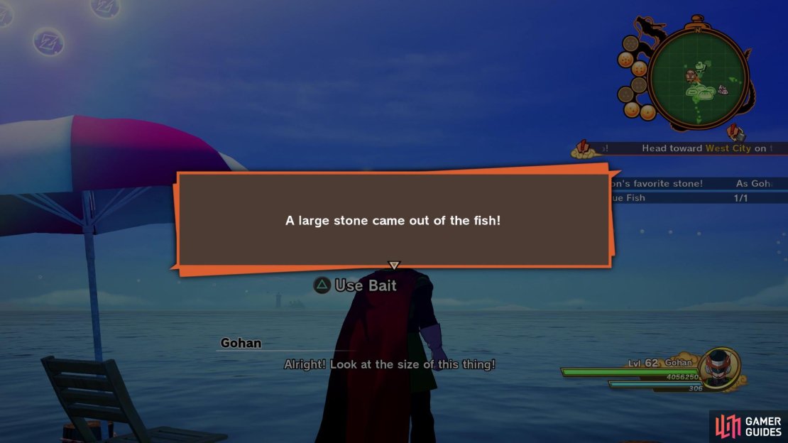 You will automatically receive the stone upon snagging a Blue Fish