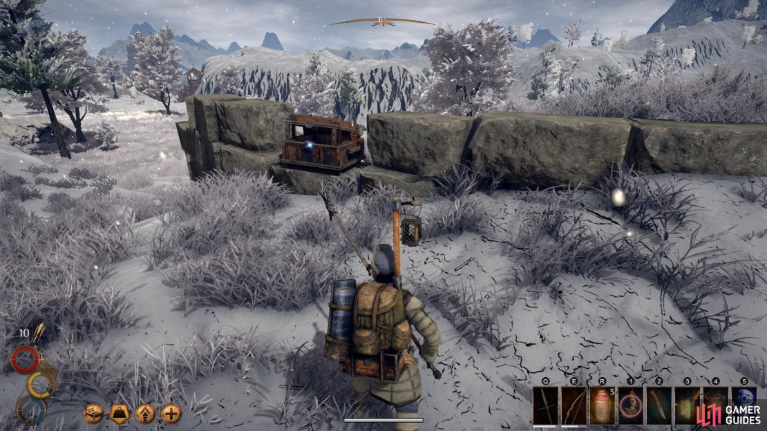 Rather than take the road, if you keep to the hills on your right after leaving Blister Burrow, you will find a chest near some stones, containing randomly generated loot.