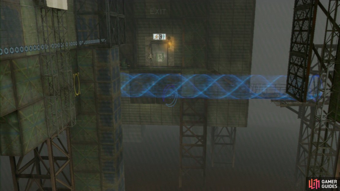 Player 1: It’s now your turn to jump off of the ledge and across the platforms below. Once you land in the excursion funnel, jump out onto the walkway and then join player 2 by the exit.