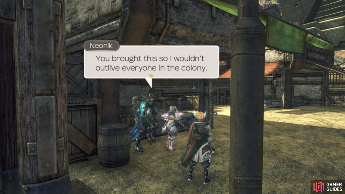 Giving Neonik the Machina Energy means she can die alongside the other residents of Colony 6. 