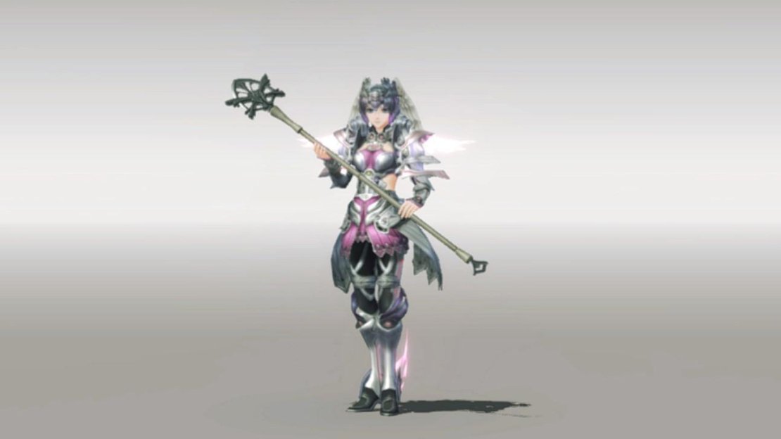 Melia is holding the Sun Staff in this picture.